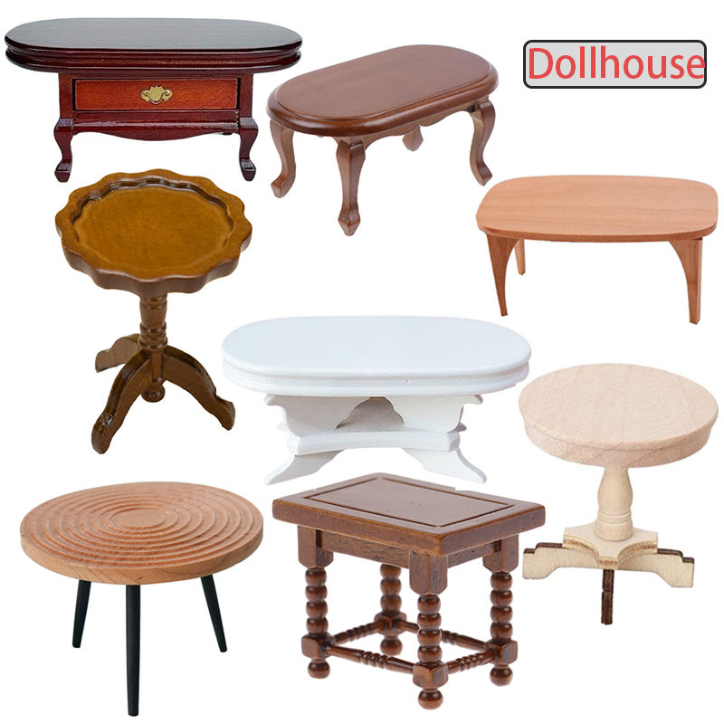 Outdoor Furniture Wood - 1:12 Ölçekli Dollhouse Minyatür Yuvarlak Masa