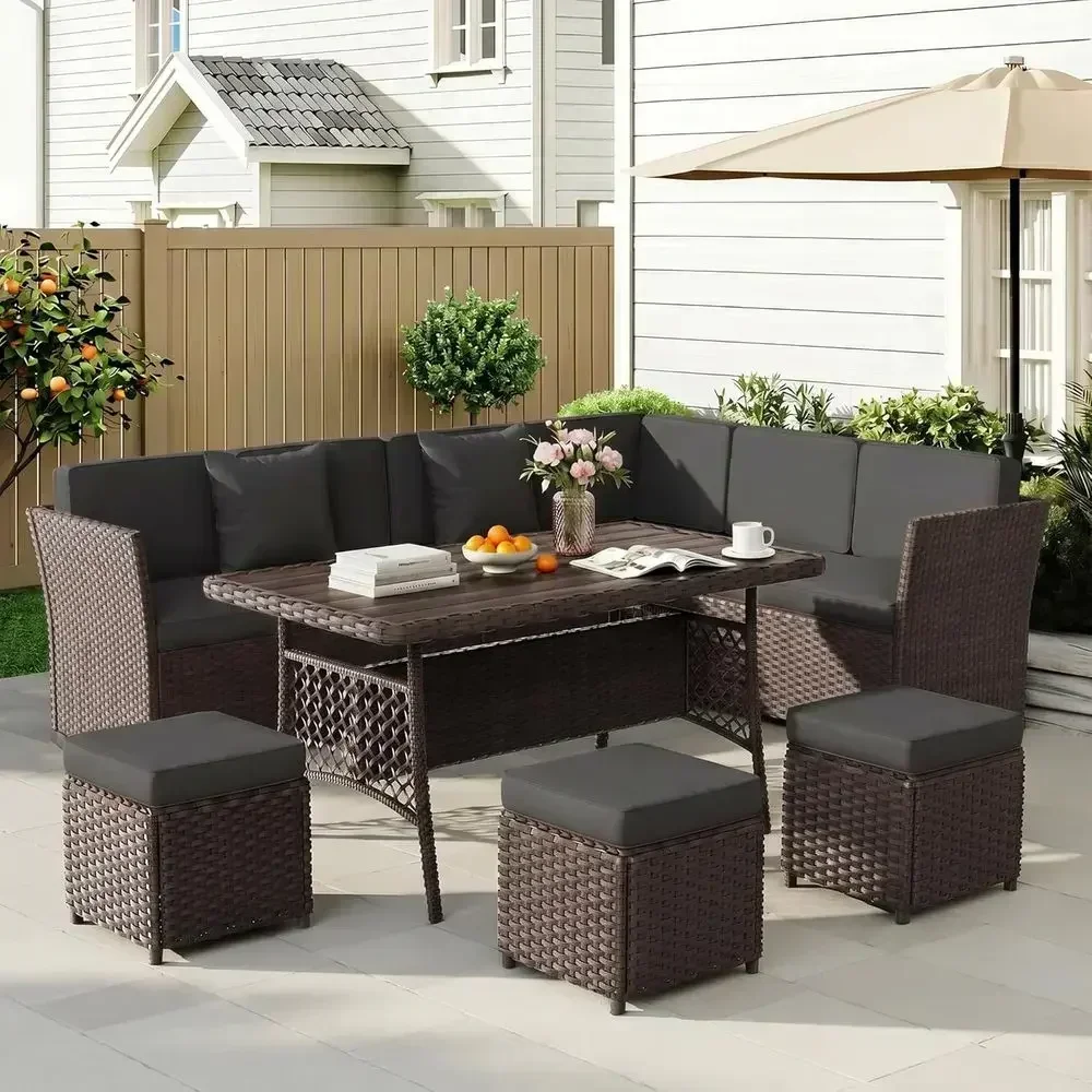 Outdoor Furniture Metal Chairs - Gri-Kahverengi Renkte, Yemek Masası, Sandalyeler ve