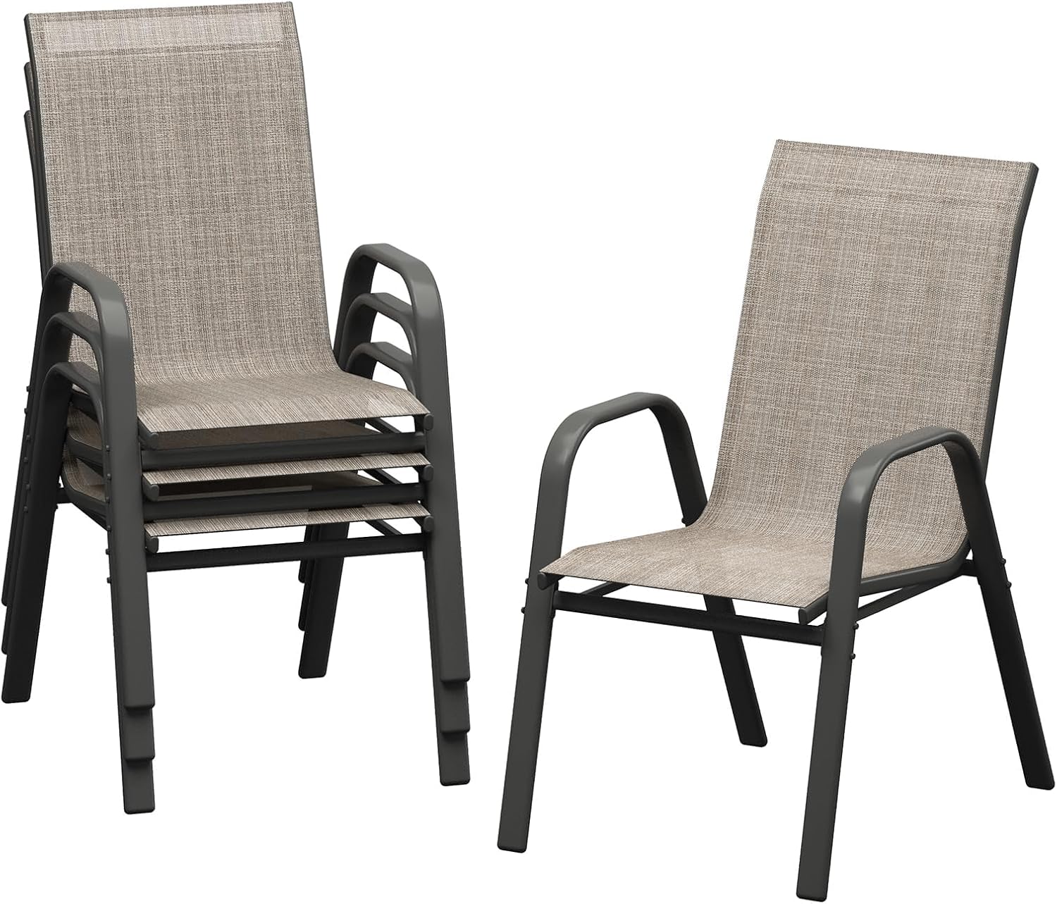 Outdoor Furniture Metal Chairs - Veranda Yemek Sandalyeleri 4'lü Set, Kolçaklı
